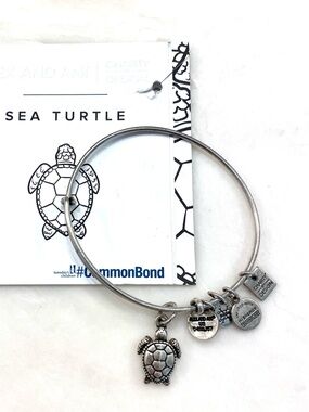 Alex and Ani Silver Sea Turtle Charm Bangle Bracelet